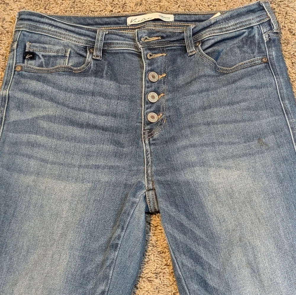 KanCan™ Mom High Rise Jeans Button Fly Shimmer Black SZ 29